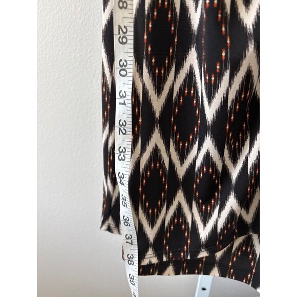 NWT Karen Kane Dress Size M Boho Chic Solar Ikat Faux Wrap Gold Sun Brown Black - Picture 9 of 16
